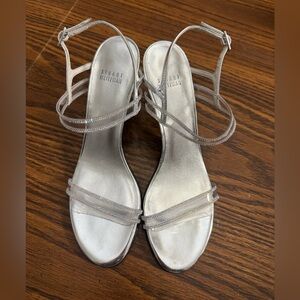 Stuart Weitzman Silver Strappy Ankle Sandals